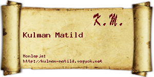 Kulman Matild névjegykártya